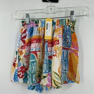 Crown of Hearts smocked waist printed short in size extra small and coral color.
